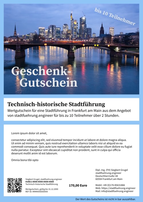 Mustergutscheine für eine Stadtführung nach Wahl.