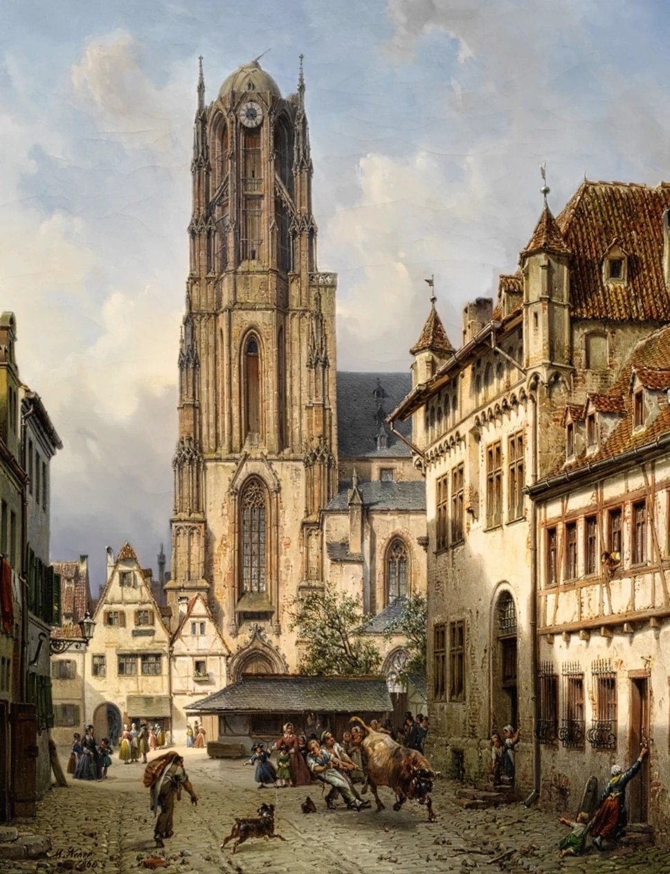 Blick auf die Südseite des Kaiserdoms, 1860. Gemälde von Michael Neher (1798–1876).