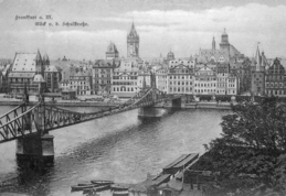 Eiserner Steg, Blick von der Schulstraße, Postkarte, vor 1912.
