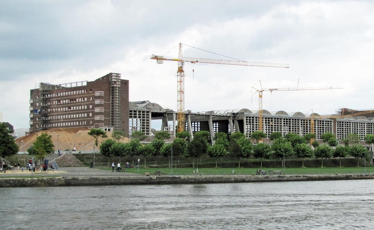 Baustelle der vormaligen Großmarkthalle. Neuer Hauptstandort der EZB, 2010.